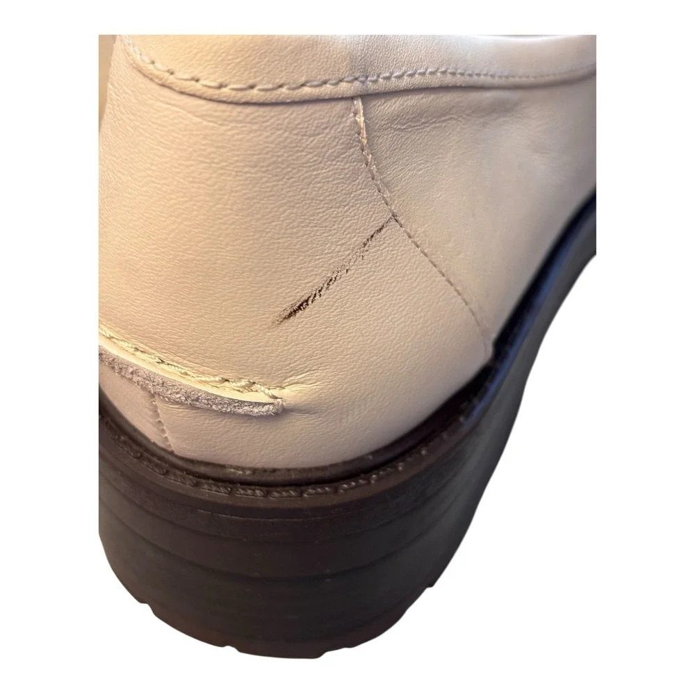 Sam Edelman Taelor Womens 9 M Cream Leather Gold Chain Lug‎ Sole Loafers Chunky